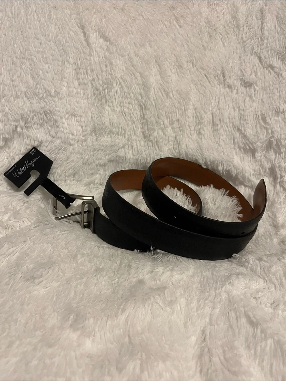 Walter Hagen 📿 NWT LG Black Men’s Belt Reversible to Brown with Gunmetal Buckle